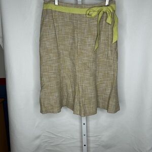 Ann Taylor Tan and Green A-Line Skirt